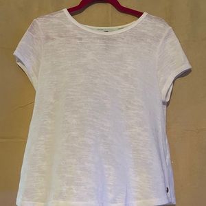 Calvin Klein performance white ruffled top. Size L. 56% Cotton 44% Polyester